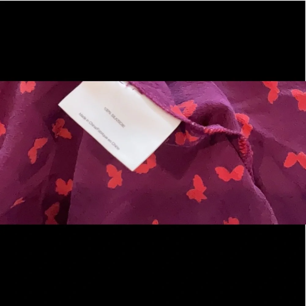 Tory Burch silk button down top, purple/orange, size XS